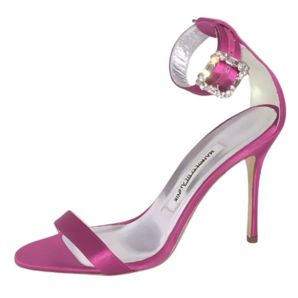 Manolo Blahnik Eufida Pink Sandal Crystal Buckle